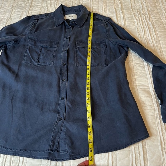 Pistola Revolve Button Down Blouse Top Long Sleeve Navy Blue SZ XXL - Picture 13 of 14